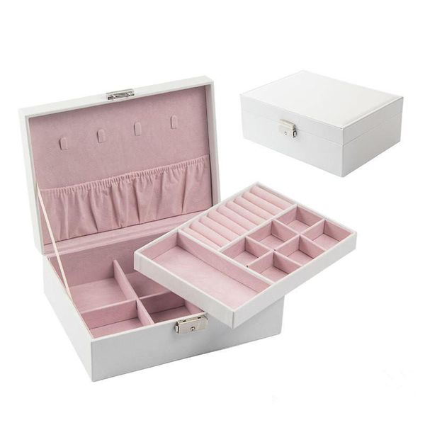 

explosive european-style high-end leather jewelry box, bracelet, necklace, ring, earring, storage box boxes & bins