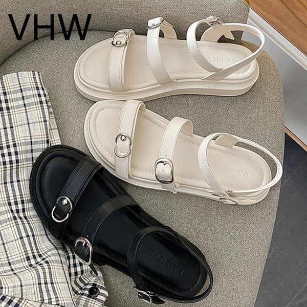 

women sandals 2021 summer beige casual platform shoes fashion black chunky sole ankle buckle strap sport