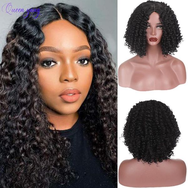 

medium split small curly short wigfront wig hair black womenshort bob front female synthetic wigs