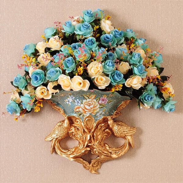

vases european resin wall hanging vase simulation flower arrangement pendant home livingroom tv sofa background decoration crafts