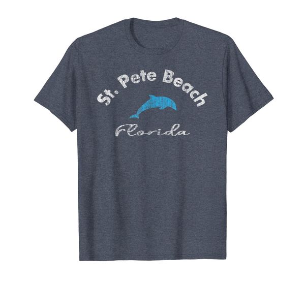 

vintage st pete beach fl dolphin t shirt, White;black
