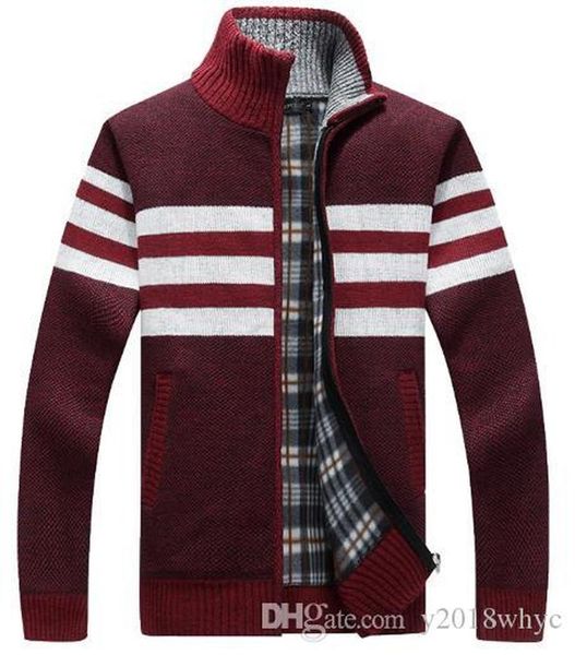 

winter men's cardigan stand collar sweater jacket thicken plus velvet loose sweater casual youth sweater coat, White;black