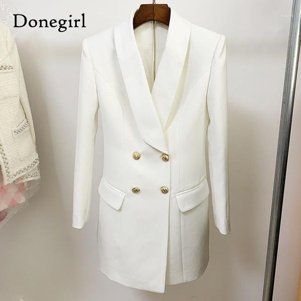 

women's suits & blazers high street fashion 2021 designer blazer long sleeve double breasted metal lion buttons outer wear, White;black