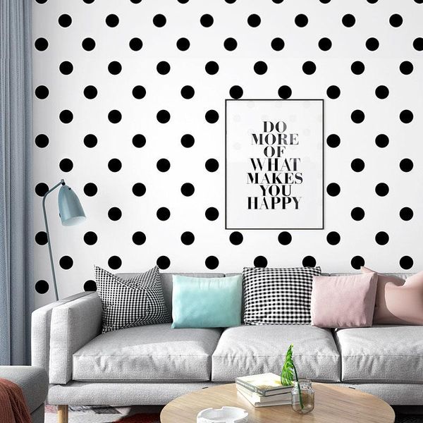 

wallpapers modern simple black polka dot wallpaper 3d waterproof washable pvc rolls living room bedroom papel de parede qz156