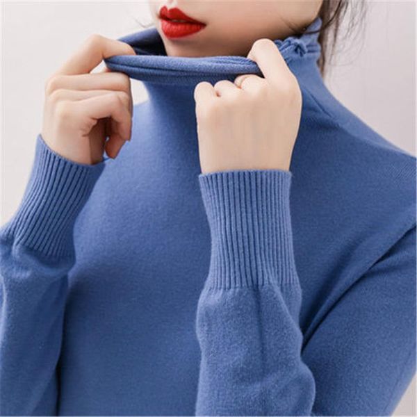 

women's sweaters 2021 bottoming turtleneck sweater women fall winter korean elastic soft long sleeve knitted female jumper pz2630, White;black
