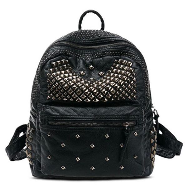 

backpack 2021 european style punk gothic women's fashion rivet womens large capacity soft leather female bag
