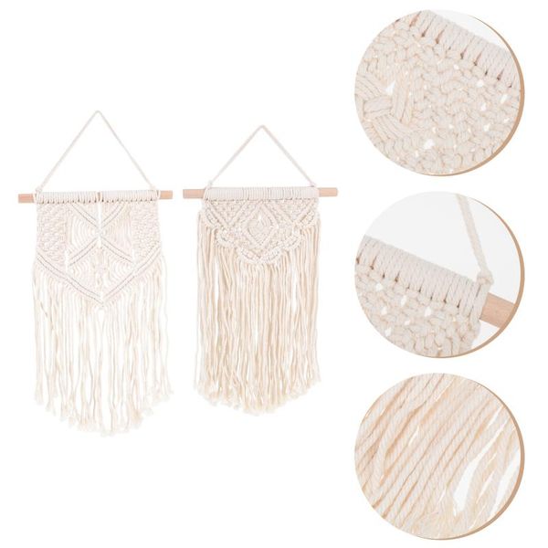 

tapestries 2pcs bohemian woven living room wall storage cotton rope decors