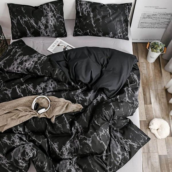 

bedding sets marbling set soft bed cover skin-friendly bedclothes double side quilt and pillowcase for home household product