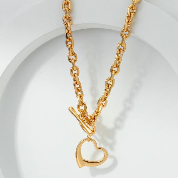 

chains lifefontier roamantic love heart pendant necklaces for women gold color metal chain necklace buckle choker party jewelry gift, Silver