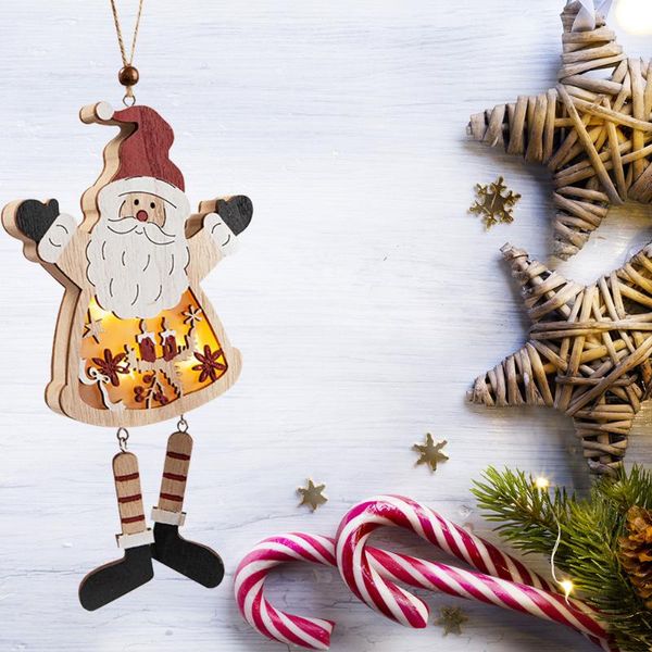 

christmas decorations luminous wood pendant carving hanging xmas tree bar shop window layout craft home party decoration