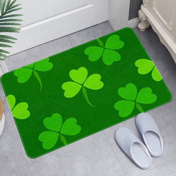 

carpets green leaf lucky door entrance mat hallway kitchen bath non-slip rug carpet pad st. patrick's day welcome doormats 40*60cm