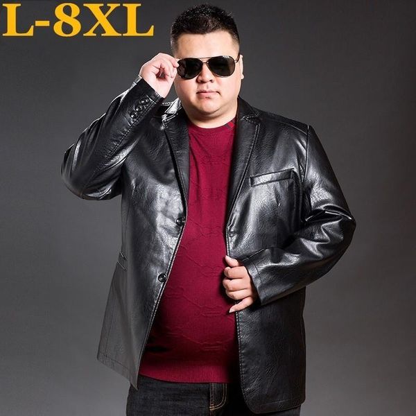 

men's fur & faux plus size 8xl 7xl 6xl arrival leather jackets jacket middle-agedoutwear coats spring autumn sheepskin, Black
