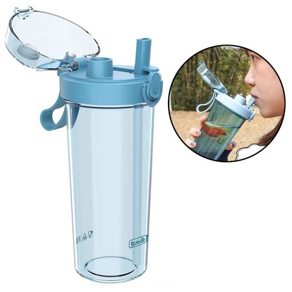 

storage bottles & jars 420/520ml plastic straw cup water bottle sport fruit juice portable leakproof drinking with