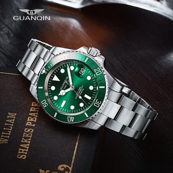 

wristwatches guanqin 2021 men mechanical nh35a automatic watch for tourbillon clock relogio masculino, Slivery;brown