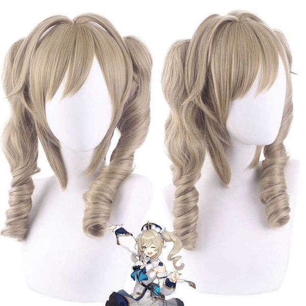 

master santa cospaly original god barbara tiger mouth clip double tail animation wig, Black
