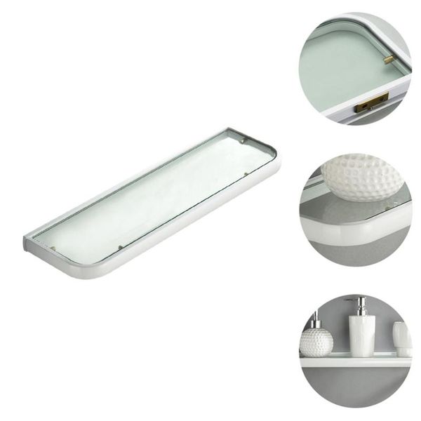 

hooks & rails 1pc wall-mounted storage rack decorative bathroom stand (white)