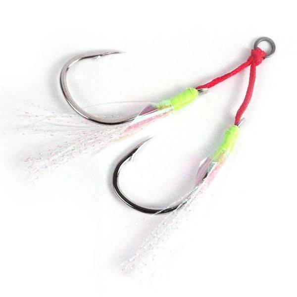 

fishing hooks 20pcs 18#20#24# high carbon steel assist luminous fish hook metal jig lure barbed saltwater accessories