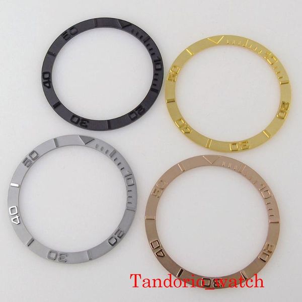 

repair tools & kits watch replacement flat stainless steel 38mm bezel insert material for case black/rose gold/greycolor ring