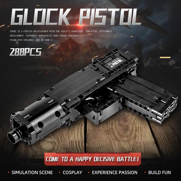 

mould king automatic pistol moc glock model building block 14008 gun toy assembly high-tech bricks birthday toys kids christmas gifts