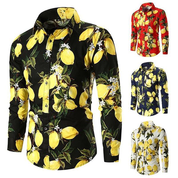 

men's casual shirts autumn/winter fruit print long-sleeved and 8vd1, White;black