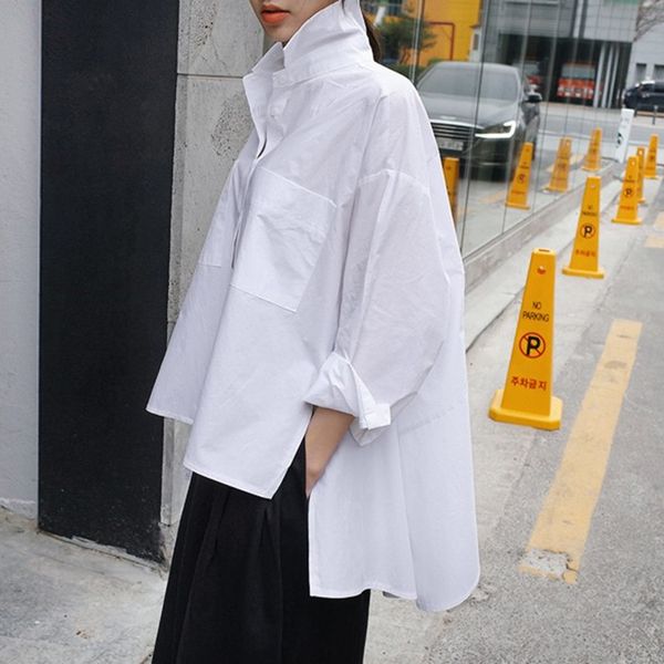 

korea style summer new white cotton shirt women's plus size long sleeve fashion blouse mujer 210421