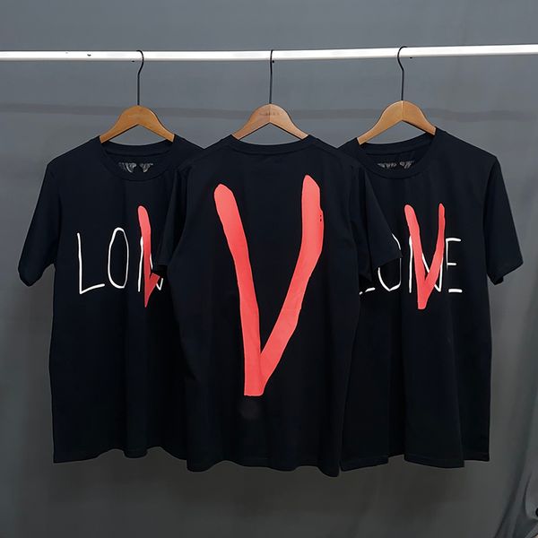 

luxury brand t shirt wang yibo same v and lone valentine's day limited love letter short sleeve men's and women's fashio, White;black
