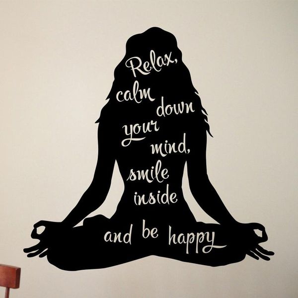 

wall stickers relax calm down you mind yoga girls quotes sticker home decor art interior studio decals meditation murals s257