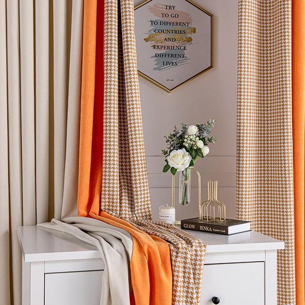 

curtain & drapes nordic simplicity curtains for living dining room bedroom 2021 houndstooth color matching modern light luxury high-end