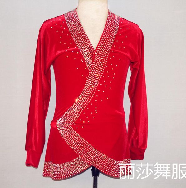 

stage wear customize ballroom dance men's latin with rhinestone, Black;red