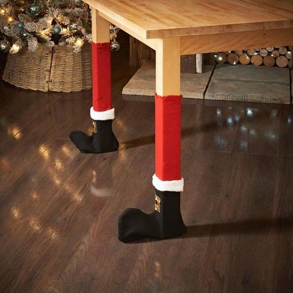 

chair covers 2/4pcs christmas red table legs feet sock sleeve cover floor protector tables leg party home decorations