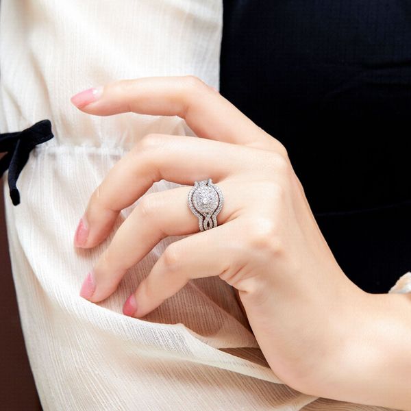 

kimter classic crystal wedding ring set for women all size rings 925 silver fashion jewelry gift q486fz