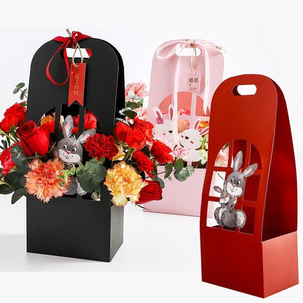 

gift wrap portable flower box arrangement wedding birthday handmade diy floral packing packaging paper bag