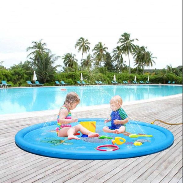 

pool & accessories 100cm kid inflatable water spray pad round splash play playing sprinkler mat pvc swimming pools yard outdoor fun toy