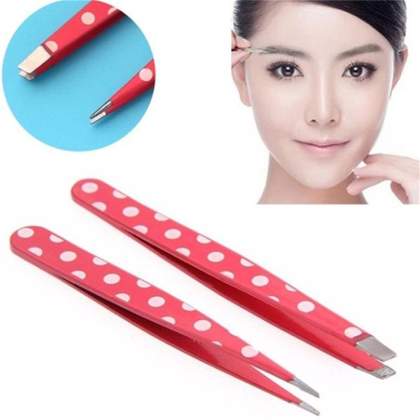

2pcs/set arrivals professional stainless steel hair removal eyebrow tweezers women makeup tools & stencils