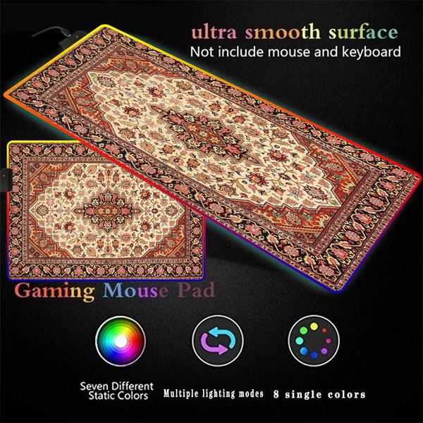 

mouse pads & wrist rests persian carpet large rgb led gaming pad gamer mousepad light illuminated usb wired colorful multiple size mice