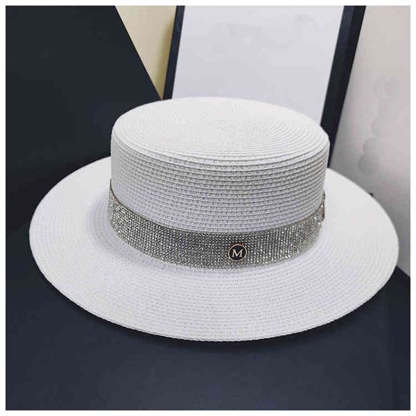 

spring and summer new white with hepburn celebrity wind flat hat straw french sunshade vacation, Blue;gray