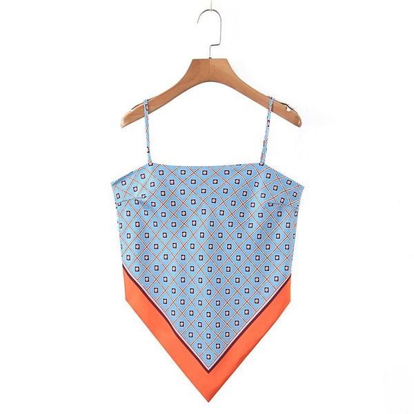 

women's tanks & camis summer products ladies geometric pattern print halter slim nightclub suspenders, White