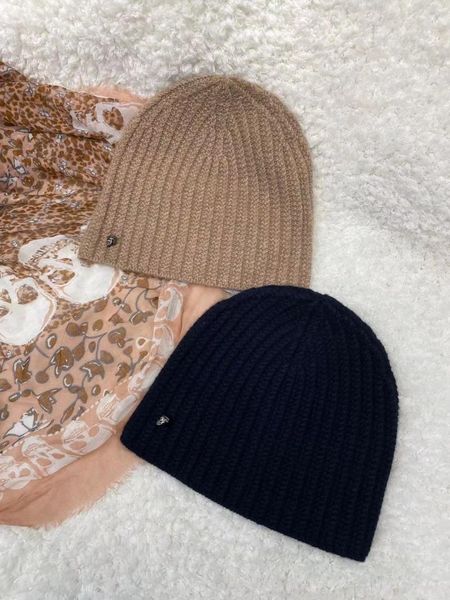 

beanies 100% cashmere knitted hat two colors fashion women 2021 ladies warm simple cap