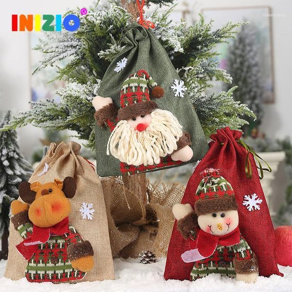 

christmas decorations gift bag 2021 santa snowman reindeer for home year candy bags ornaments1
