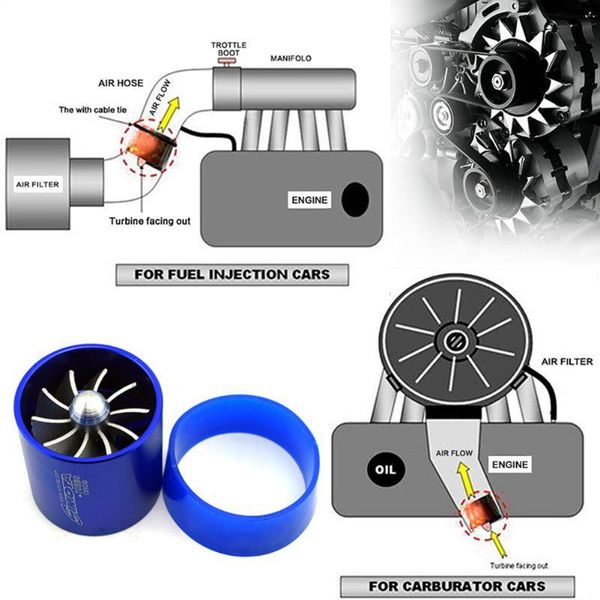 

car organizer turbine turbo universal supercharger ( 54mm ~ 70mm ) air intake blue