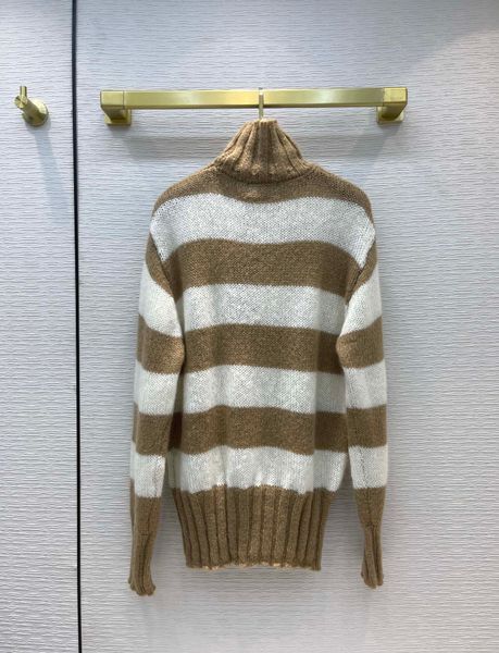 

new color mohair striped turtleneck sweater, White;black