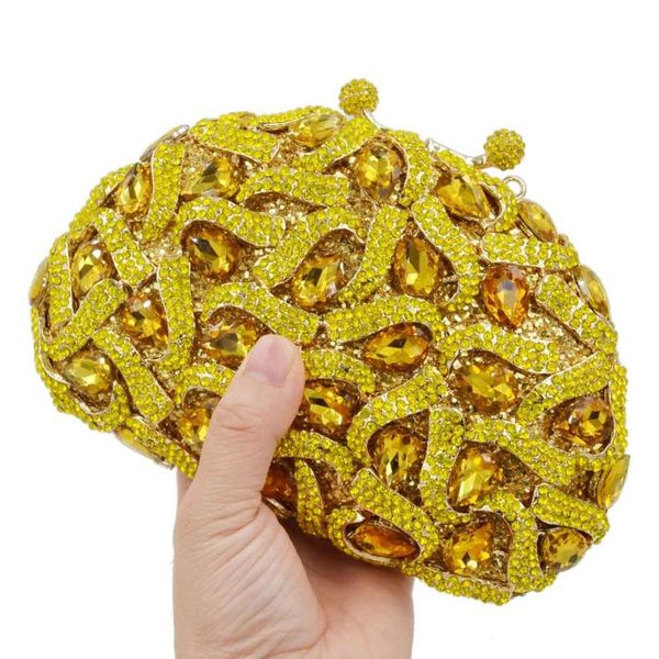 

evening bags yellow crystal encrusted luxury rhinestone women banquet clutch sc919