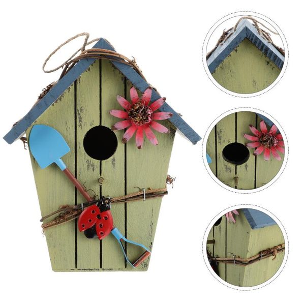 

bird cages blue roof nest wooden house creative shelter birdcage art crafts