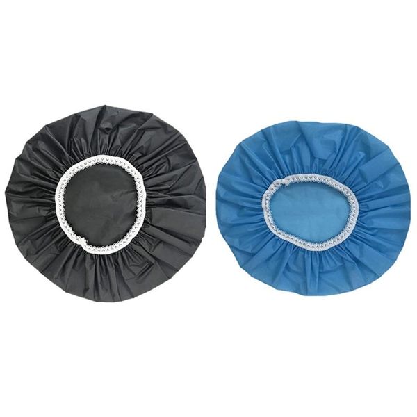 

2pcs household waterproof shower cap, swimming el elastic cap hair set (sky blue&black) caps