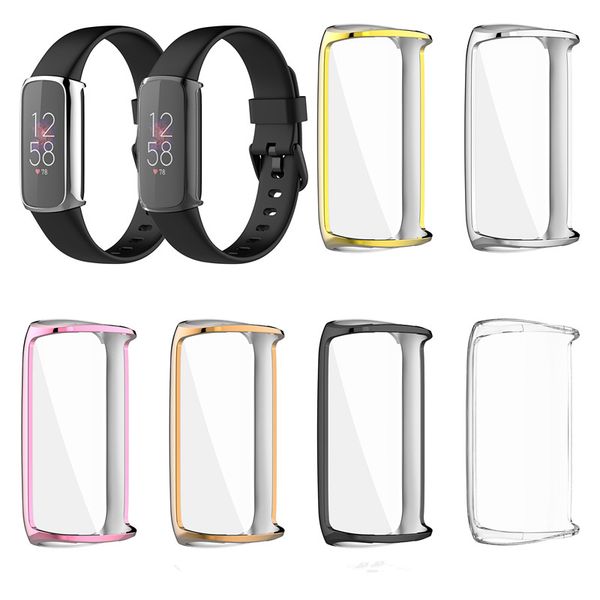 

plating tpu soft protective case for fitbit luxe huawei 6 pro full protection frame cover watch shell screen protector clear cases