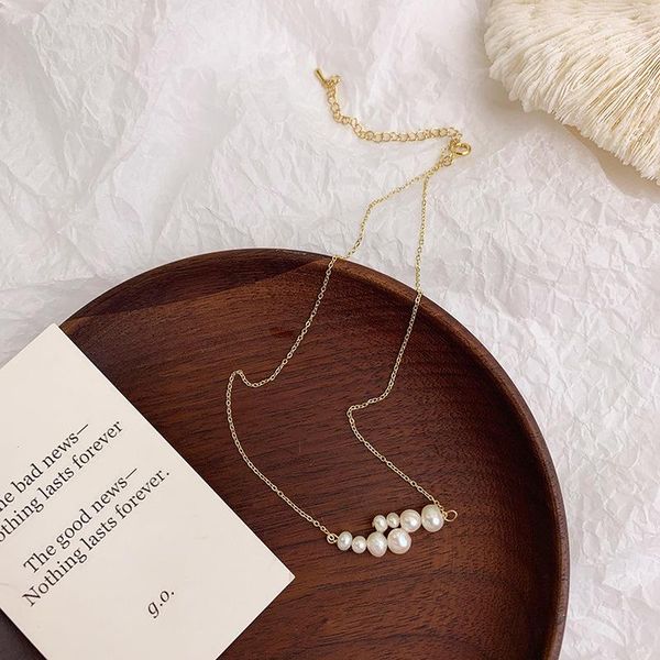 

chokers 2021 female clavicle chain korean temperament simple pearl necklace for sweet girl women's jewelry accessories, Golden;silver
