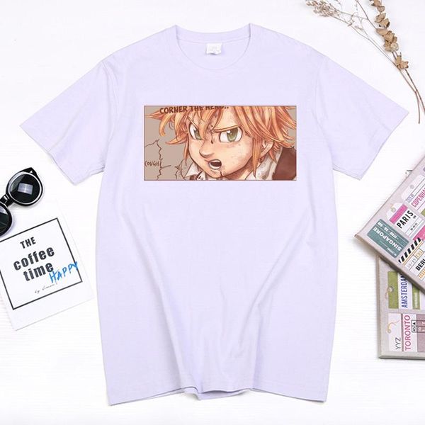 

women's t-shirt nanatsu no taizai anime seven deadly sins meliodas ban t shirt for women men cotton fashion casual summer manga tees, White