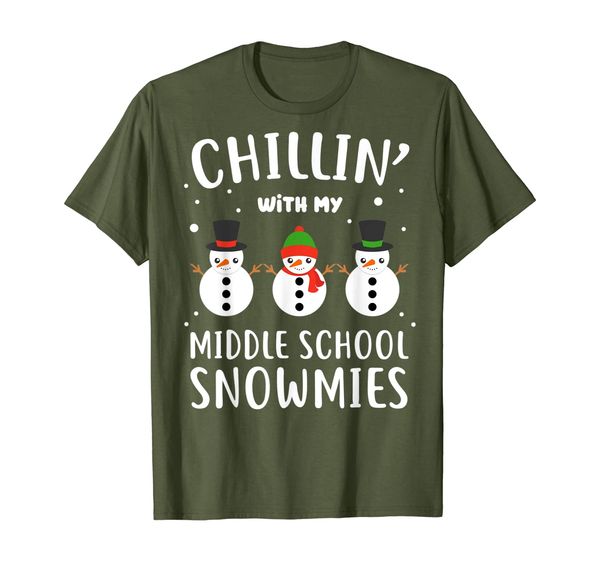 

funny teacher gift chillin' with my middle school snowmies t-shirt, White;black