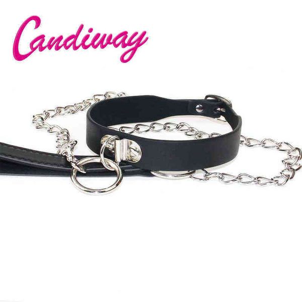 Nxy Adulto Brinquedos BDSM Fetiche Bondage Slave Sexo Collar Leash Steel Chain Jogo Cão Punião Pescoço Collars Sadism Erótico Brinquedo 1207