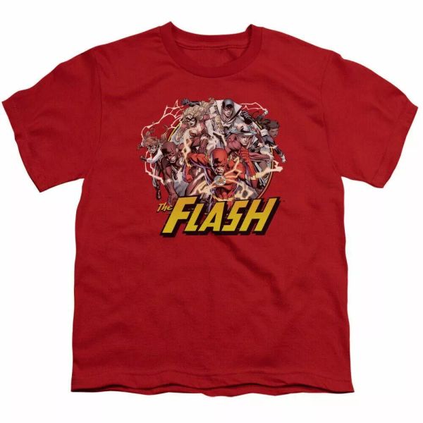 

the flash flash family kids youth t shirt licensed dc comics tee red, White;black